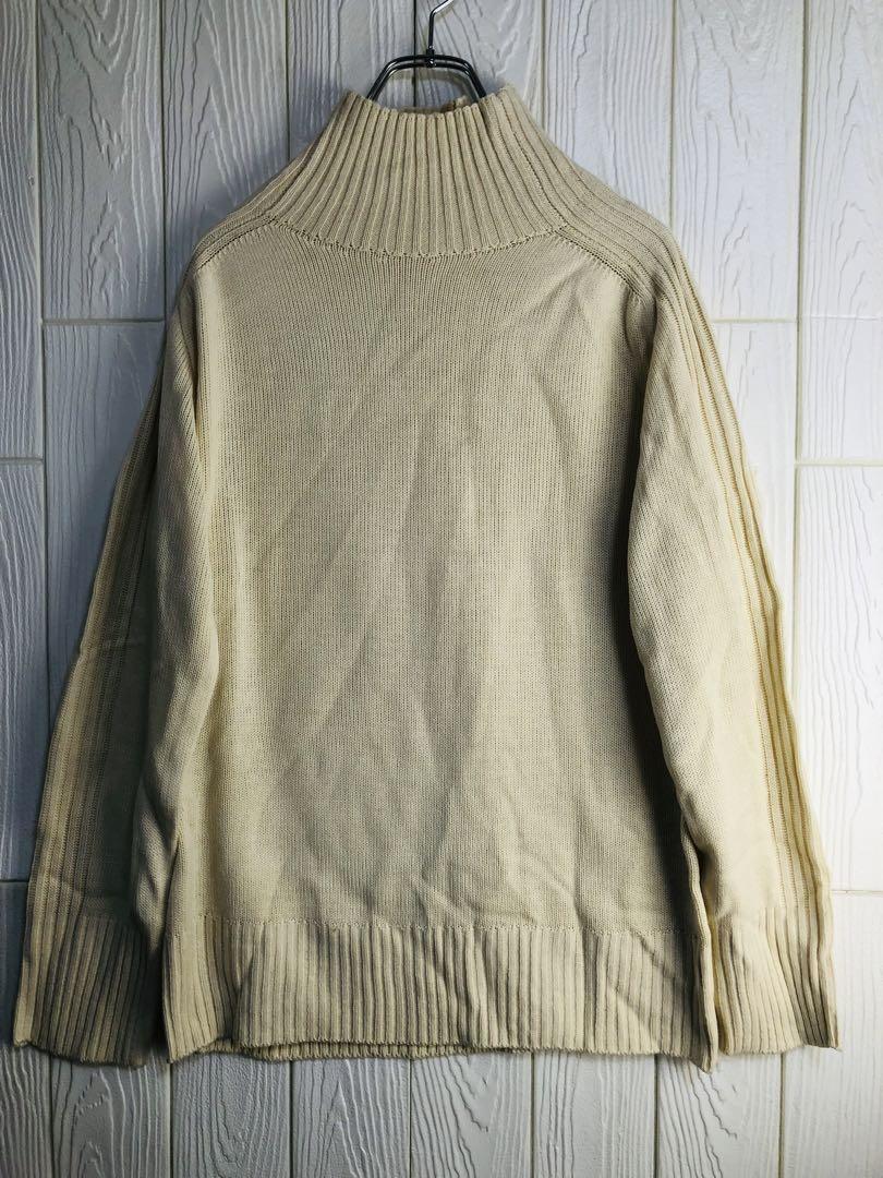 choutrente クリーム色 タートルネックニット アクリル100% M拍卖