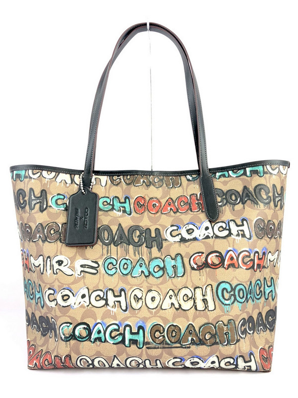★美品★ COACH X MINT+SERF コーチ ミント&サーフ シティ トート シグネチャー バッグ CM093 コラボ マルチカラー 中古拍卖