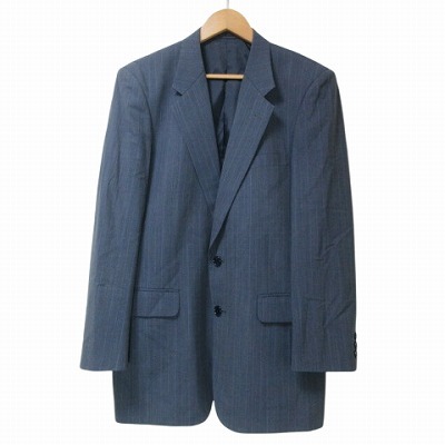ランセル LANCEL Pre au Clair テーラードジャケット シングル 2B ストライプ 背抜き ウール ブルー系 X メンズ拍卖