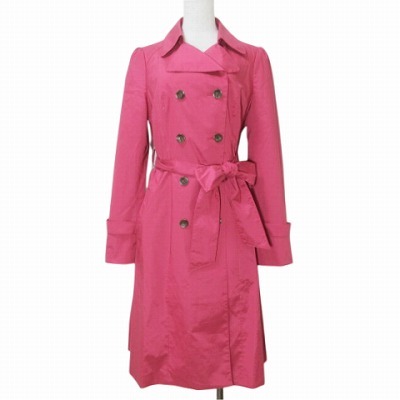 アナイ ANAYI 美品 トレンチコートロング パフスリーブ リボンベルト 38 M相当 ピンク X レディース拍卖