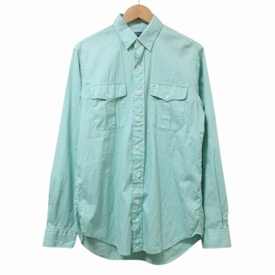 ポロ ラルフローレン POLO RALPH LAUREN シャツ 長袖 BEACH TWILL フラップポケット S 170/92A エメラルドグリーン X メンズ拍卖