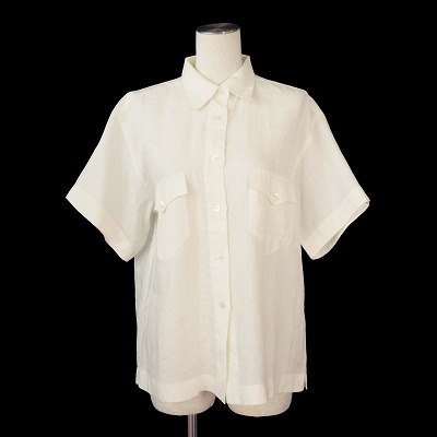 マックスマーラ MAX MARA シャツ ブラウス ボックスシルエット 麻 リネン 42 オフホワイト レディース拍卖