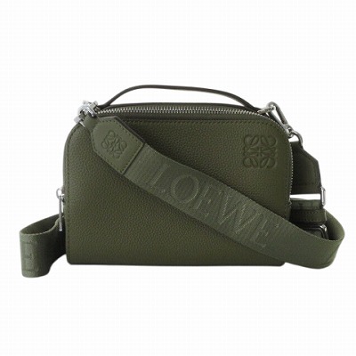 ロエベ LOEWE 美品 カメラバッグ ミニ ショルダーバッグ ソフトグレインカーフ ボディバッグ レザー カーキ グリーン レディース拍卖