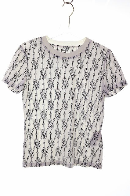 エルメス HERMES 22SS 総柄 カットソー サイズ34 2E4600DG Tシャツ 半袖 クリティケス ホワイト 【ブランド古着ベクトル】☆AA★●250721拍卖