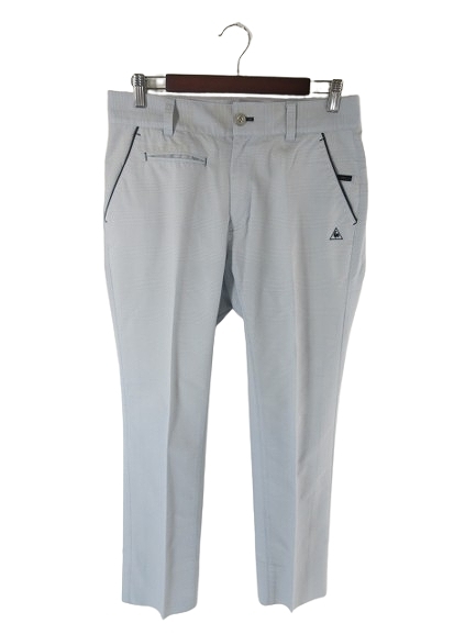 ルコックスポルティフ le coq sportif パンツ スラックス ゴルフ チェック柄 水色 サイズ82 QQQ メンズ拍卖
