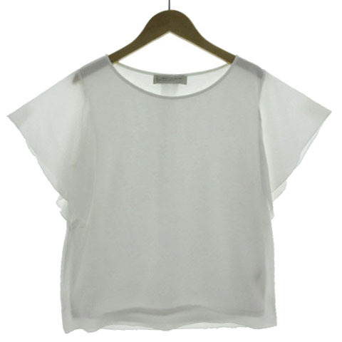 B&Y ユナイテッドアローズ BEAUTY&YOUTH ビューティー&ユース BYSFシフォン天竺フレアスリーブ 1617-225-4674 半袖 日本製 ホワイト 白拍卖