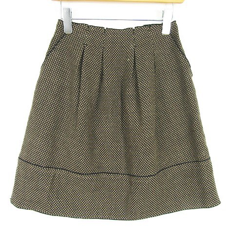 ランバン LANVIN スカート 膝丈 毛 36 ブラウン ドット kz12042 レディース拍卖