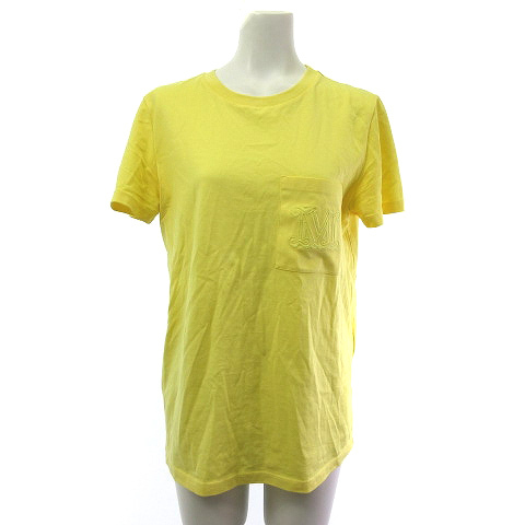 マックスマーラ MAX MARA PAPAIA コットン ジャージー Tシャツ カットソー 刺繍 イエロー 黄 S レディース拍卖
