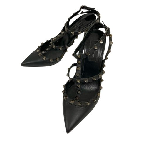 ヴァレンティノ ガラヴァーニ VALENTINO GARAVANI パンプス ポインテッドトゥ ピンヒール スタッズ 37 黒 ブラック レディース拍卖