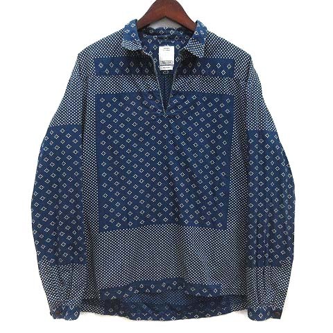 ビズビム VISVIM カーチフ ドット チュニック シャツ 長袖 KERCHIEF DOTS TUNIC SHIRT コットン リネン ブルー 1 0114105011027 メンズ拍卖