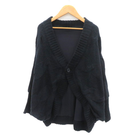 ヘザー Heather ニットカーディガン ミドル丈 Vネック ドルマンスリーブ F 紺 ネイビー /YK16 レディース拍卖