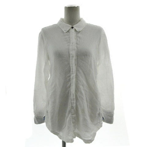 マリテフランソワジルボー MARITHE FRANCOIS GIRBAUD リネンシャツ F5-5822 長袖 透け感 リネン100% ホワイト 白 M レディース拍卖