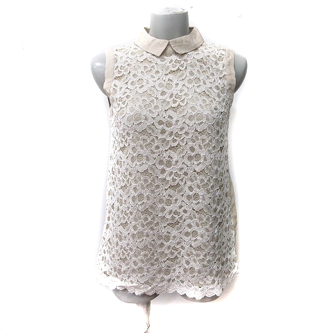 イネド INED シャツ ブラウス ノースリーブ 切替 レース 9 M ベージュ /YI レディース拍卖