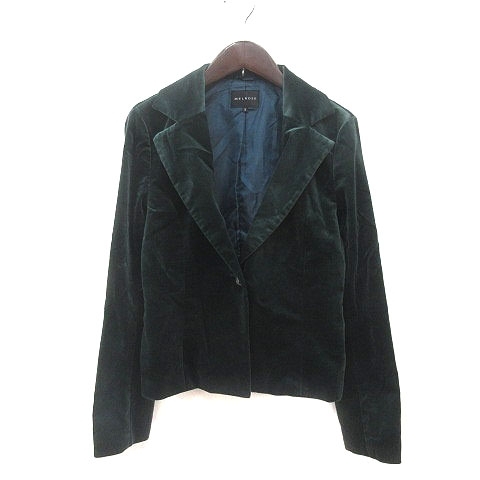 メルローズ MELROSE テーラードジャケット ベロア 総裏地 長袖 3 緑 グリーン /MS レディース拍卖