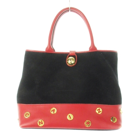 ニナリッチ NINA RICCI ハンドバッグ レザー 革 ピーチスキン ロゴ ゴールド金具 赤 レッド /CK8 ■GY18 レディース拍卖