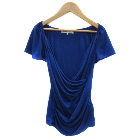 ピンキー&ダイアン ピンダイ PINKY&DIANNE カットソー 半袖 カシュクール 無地 38 M 青 ブルー /YS27 レディース拍卖