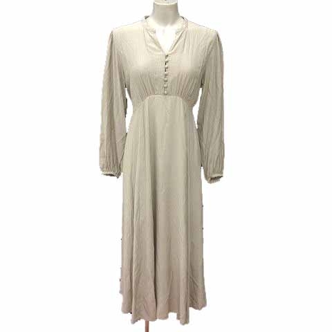 レイビームス Ray Beams シャツワンピース ロング 長袖 0 XS ベージュ /YK ●RY レディース拍卖