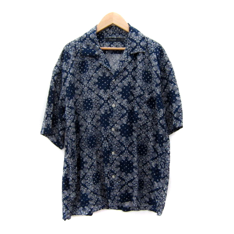 レイジブルー RAGEBLUE オープンカラーシャツ 半袖 ペイズリー柄 オーバーサイズ S 紺 ネイビー /SY8 メンズ拍卖