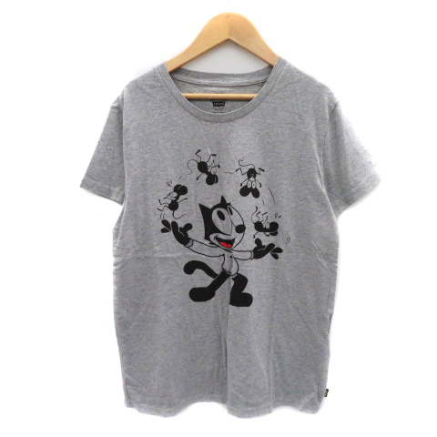 リーバイス Levi's Tシャツ カットソー 半袖 フェリックス S グレー 黒 ブラック /YK33 レディース拍卖