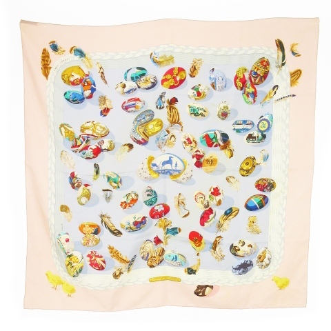 エルメス HERMES COUVEE D'HERMES エルメスの雛たち カレ90 スカーフ スクエア シルク 絹 たまご 雛 ピンク /CK33 ■GY19 レディース拍卖