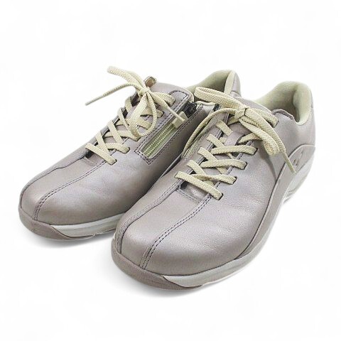 ミズノ MIZUNO ウォーキングシューズ スニーカー 23.0cm パールグレー レザー レディース拍卖