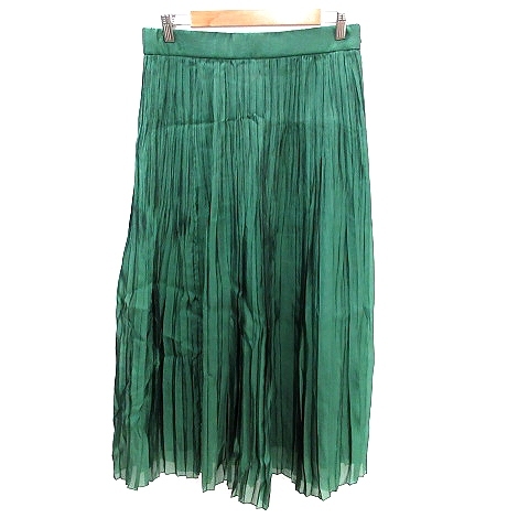 バジーレ BASILE 28 プリーツスカート マキシ ロング ナイロン 13 XL 緑 グリーン /AU レディース拍卖