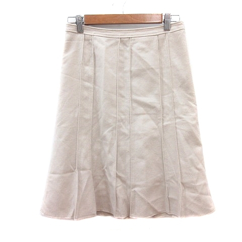 リューデベー Rue de B プリーツスカート ひざ丈 ウール カシミヤ混 3 L ライトベージュ /MN レディース拍卖
