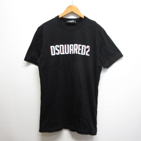ディースクエアード DSQUARED2 半袖 Tシャツ ロゴプリント M 黒 ブラック カットソー S74GD1158 正規品 ☆AA★ メンズ拍卖