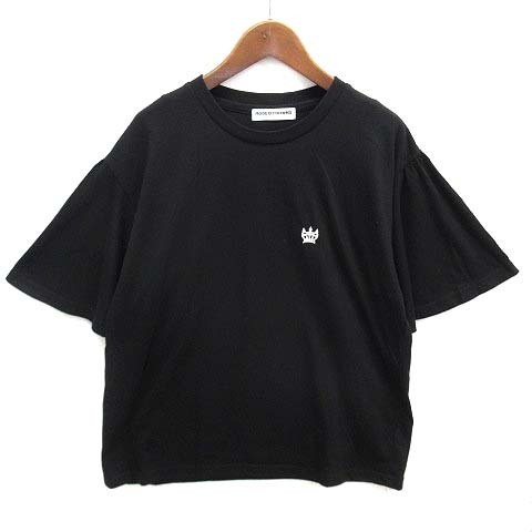 ロデオクラウンズ Rodeo Crowns ワンポイント フレア Tシャツ カットソー 半袖 ブラック 黒 F 420ESR80-0640 レディース拍卖