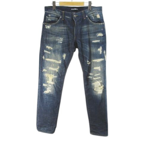 ドルチェ&ガッバーナ ドルガバ DOLCE&GABBANA G4A0LP D623-27 デニムパンツ ジーンズ ジップフライ 48 紺 ネイビー インディゴ イタリア製拍卖