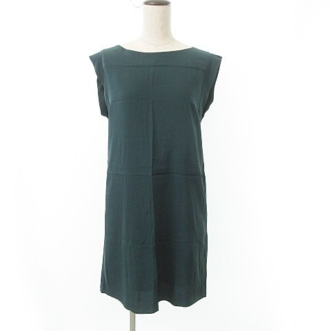 トゥモローランド TOMORROWLAND Balsey 美品 シルク シフォン チュニック 2ピース 無地 薄手 38 Mサイズ 緑 グリーン レディース拍卖