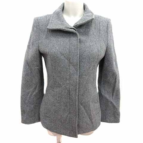 エムケー ミッシェルクラン MK MICHEL KLEIN ステンカラージャケット 総裏地 ウール 36 S グレー /YK レディース拍卖