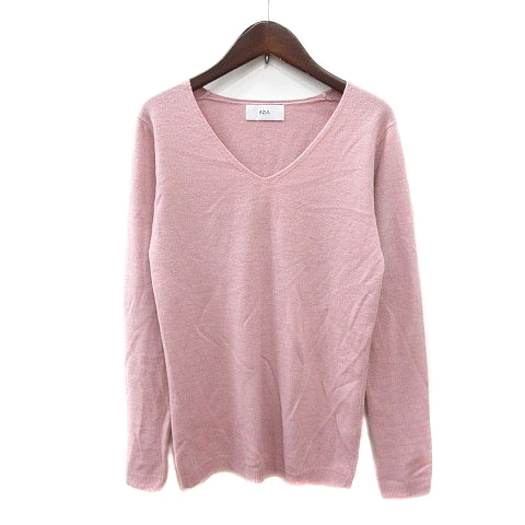 アズールバイマウジー AZUL by moussy ニット カットソー Vネック 長袖 S ピンク /MN レディース拍卖