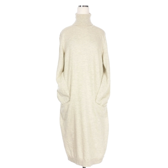マルタンマルジェラ Martin Margiela 白タグ 12AW フェイクレイヤード ハイネック ニットワンピース ドレス XS ライトグレー S29CT0308拍卖