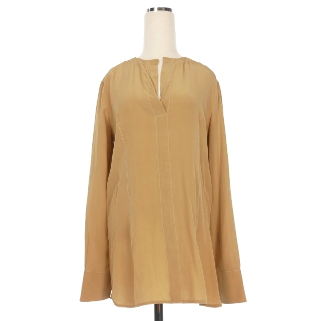 マルニ MARNI シルク スキッパーシャツ ブラウス長袖 38 ベージュ CAMAV35M00TSC66 レディース拍卖