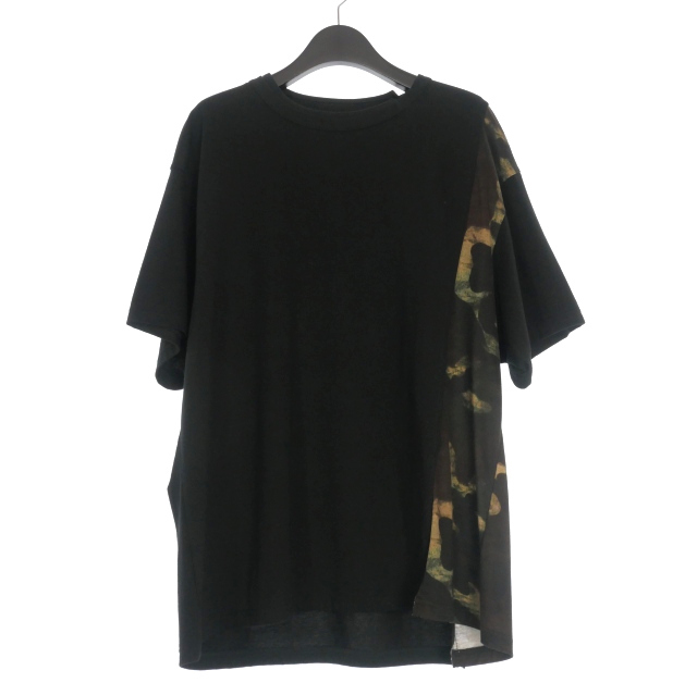 未使用品 グラウンドワイ ヨウジヤマモト GroundY CAMOUFLAGE PATTERN SILKETTE/COTTON JERSEY MIXED T-SHIRT Tシャツ カットソー 半袖 03拍卖