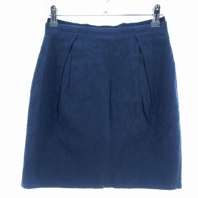 リランドチュール Rirandture タイトスカート ミニ タック バックファスナー コットン 花柄 1 青 ブルー ボトムス /T2 レディース拍卖