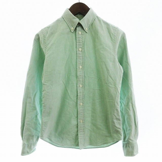ラルフローレン ラグビー RALPH LAUREN RUGBY シャツ 長袖 ボタンダウン コットン 無地 緑 グリーン 4 S相当 ☆AA★ メンズ拍卖