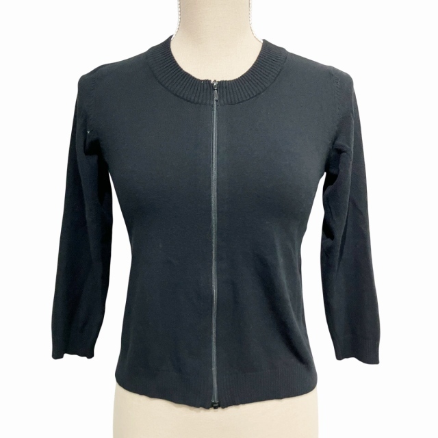 アルマーニエクスチェンジ A/X ARMANI EXCHANGE ニットカーディガン ブルゾン ストレッチ 黒 ブラック M ■WY レディース拍卖