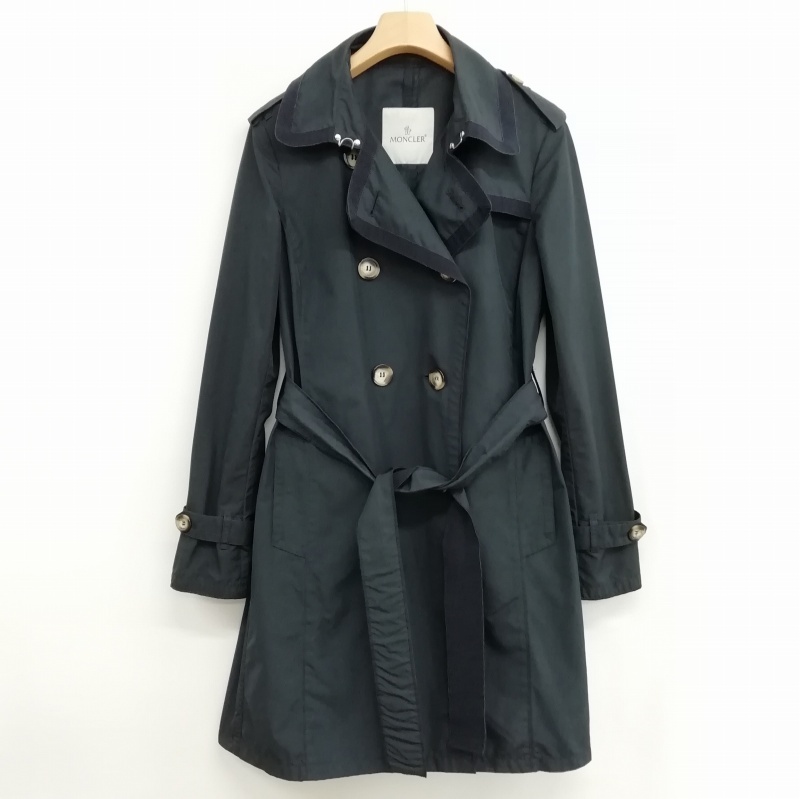 モンクレール MONCLER 2012 サイプリエンヌ CYPRIENNE トレンチコート リボンベルト 0 ネイビー レディース拍卖