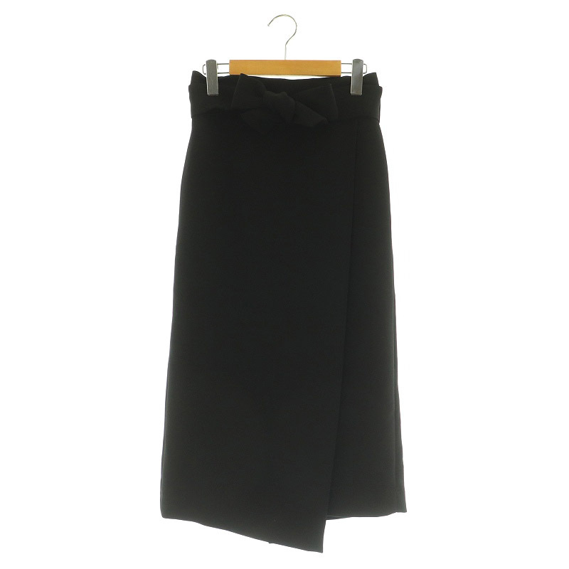 ティアラ Tiara ロング タイトスカート ラップ風 ベルト付 3 ブラック /MY ■OS レディース拍卖