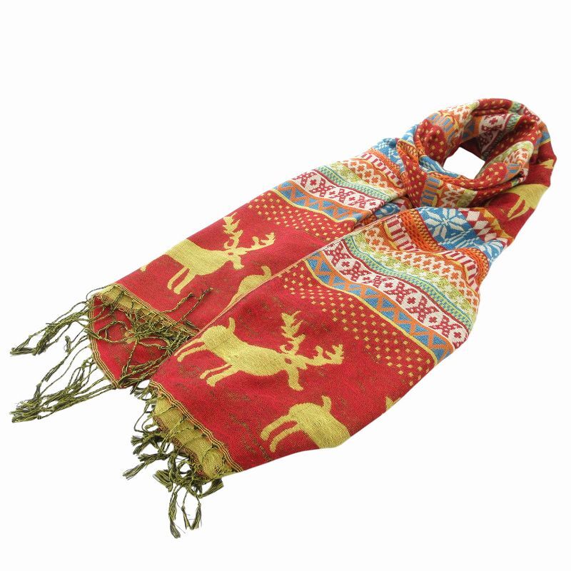 パシュミナ カシミヤ マフラー ストール フリンジ 総柄 マルチカラー /FF レディース拍卖