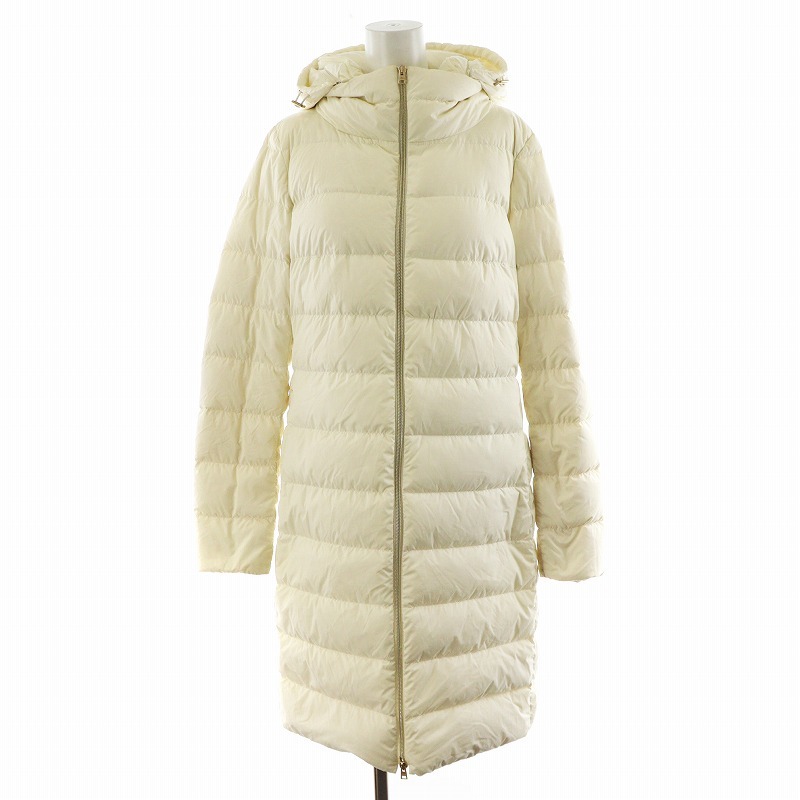 ヘルノ HERNO ダウンコート ロング丈 フード ナイロン アウター 44 白 ホワイト PI1149D /AN41 レディース拍卖
