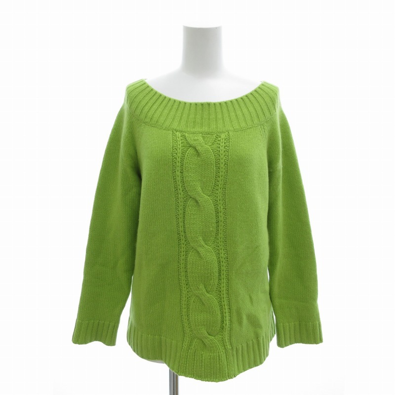バーバリー ロンドン BURBERRY LONDON ケーブルニット セーター カシミヤ 長袖 2 M 黄緑 ライトグリーン /FT レディース拍卖