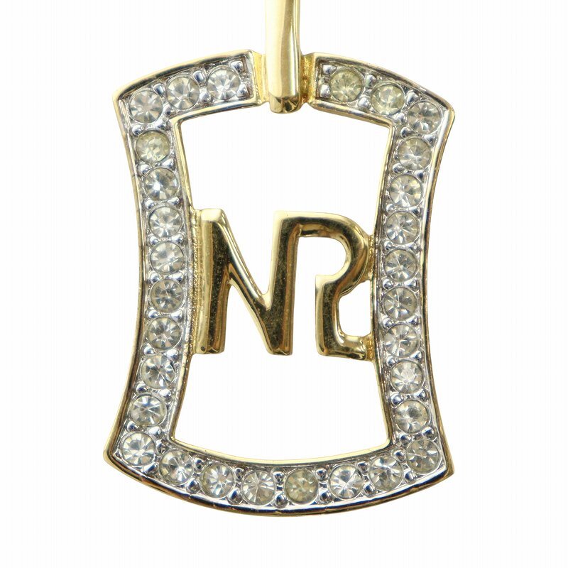 ニナリッチ NINA RICCI ネックレス ペンダント アクセサリー ロゴ ラインストーン ゴールド色 ■GY18 /MQ レディース拍卖