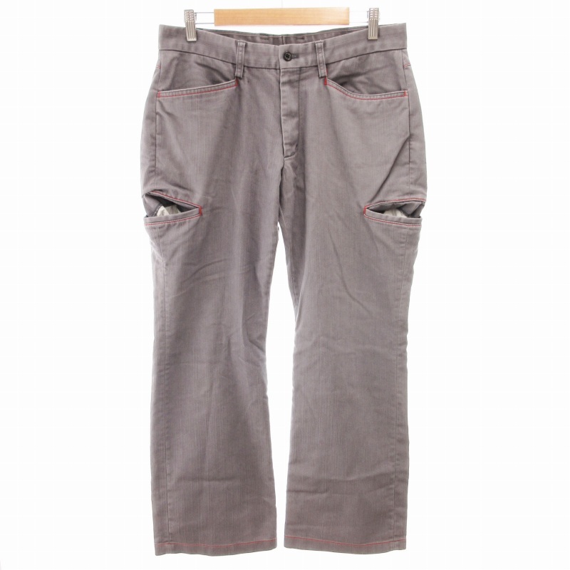 アディダス adidas デニムパンツ ジーンズ ワイド ゴルフウエア 万国タグ ジップフライ ロゴ刺繍 レッドステッチ 85 グレー /GV拍卖