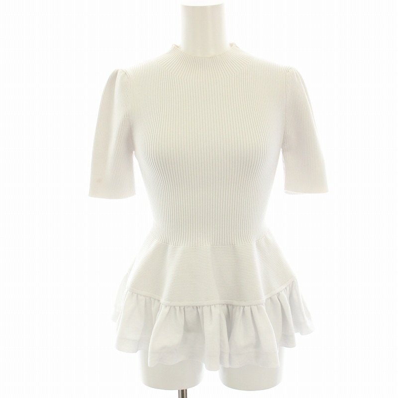 スナイデル SNIDEL 24SS ティアードペプラムリブニット カットソー ボトルネック 半袖 F オフホワイト SWNT242155 /HN拍卖