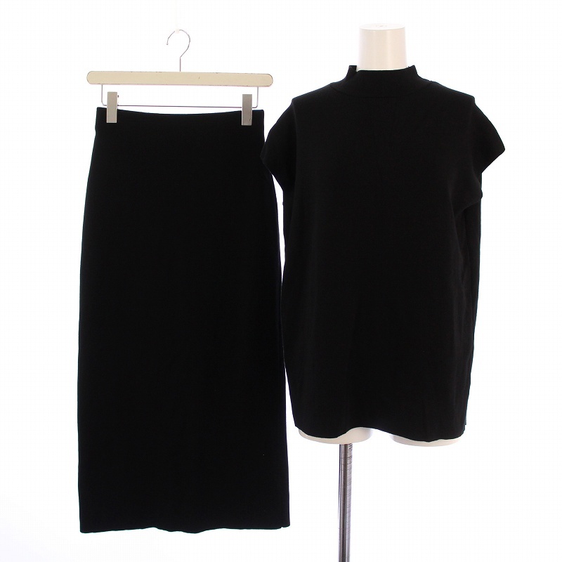 ミラオーウェン Mila Owen 23SS セットアップ 上下 ノースリトップストレートスカートニットSET 0 黒 09WNO232066 /BM ■BM レディース拍卖