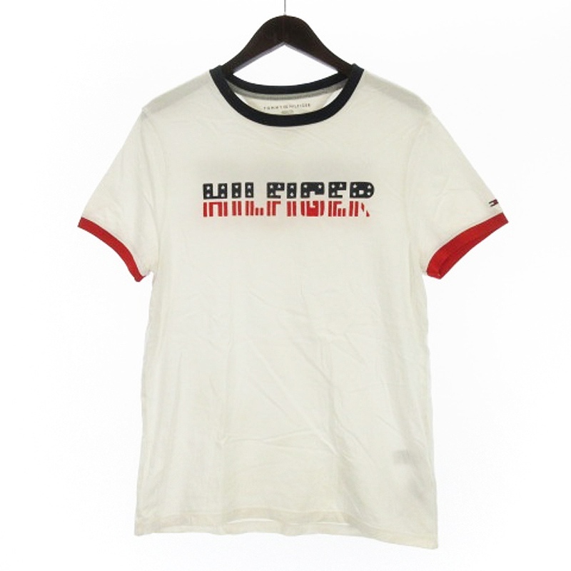 トミーヒルフィガー TOMMY HILFIGER ロゴ プリント Tシャツ ホワイト S 250707E メンズ拍卖
