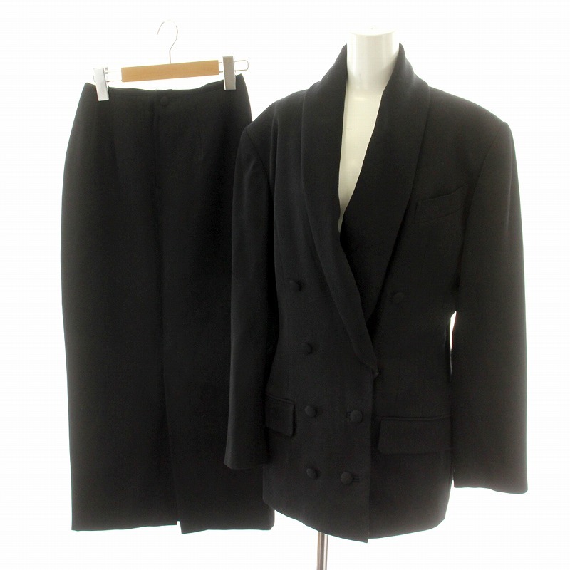 ジャンポールゴルチエ ファム ヴィンテージ スーツ セットアップ テーラードジャケット 総裏地 スカート ロング 40 黒 赤拍卖